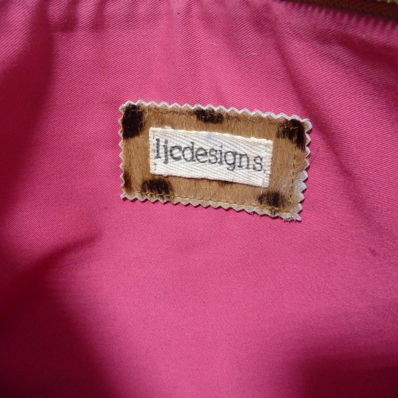 IJCDESIGNS Animal Print Calf Hair Zipper Pouch Clutch Bag Travel Casual Tasseled - Picture 6 of 7